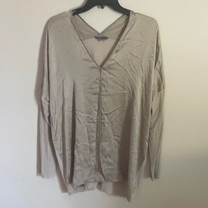 Vince Silk Blend  V Neck Long Sleeve Top Blouse